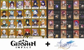 Conta Genshin 24 t5(Zibai, Columbina, Arlecchino, 4 Arcontes etc)+ Honkai