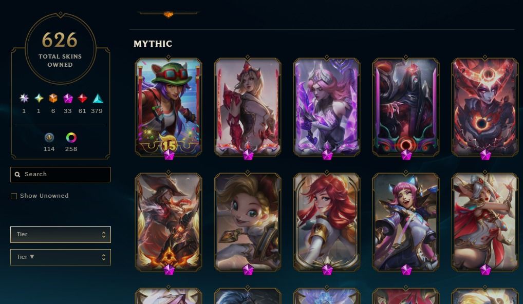 Conta LOL 672 Skins (incluindo Sahn Uzal + Variantes Miticos) + rec. de passes