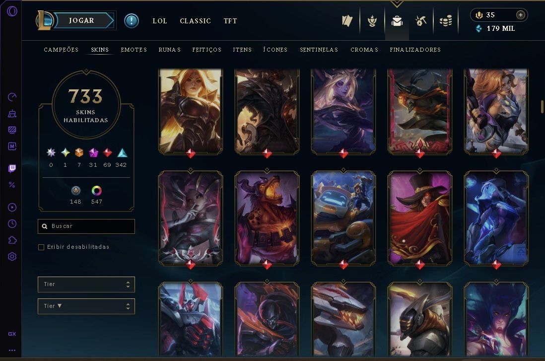 Conta legais of legends cheia de skin oportunidade Level 1138