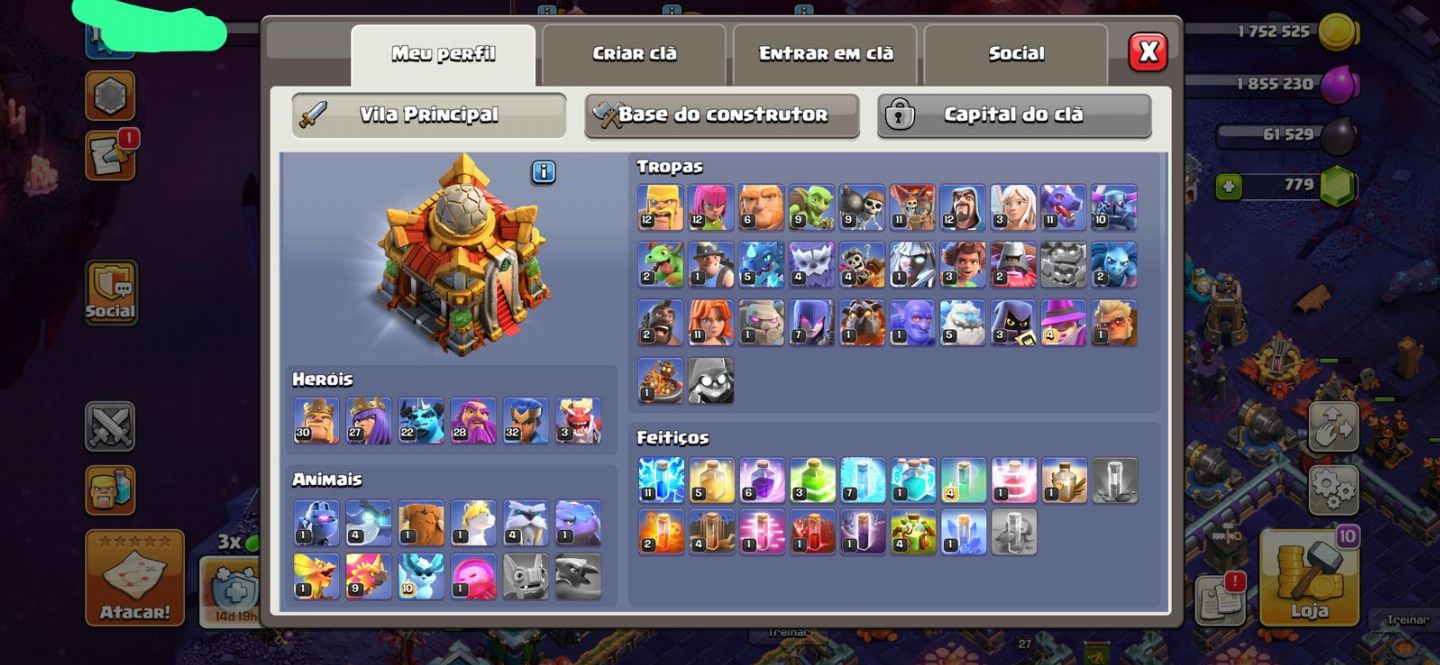 CONTA CLASH OF CLANS À VENDA CV 16 rushada