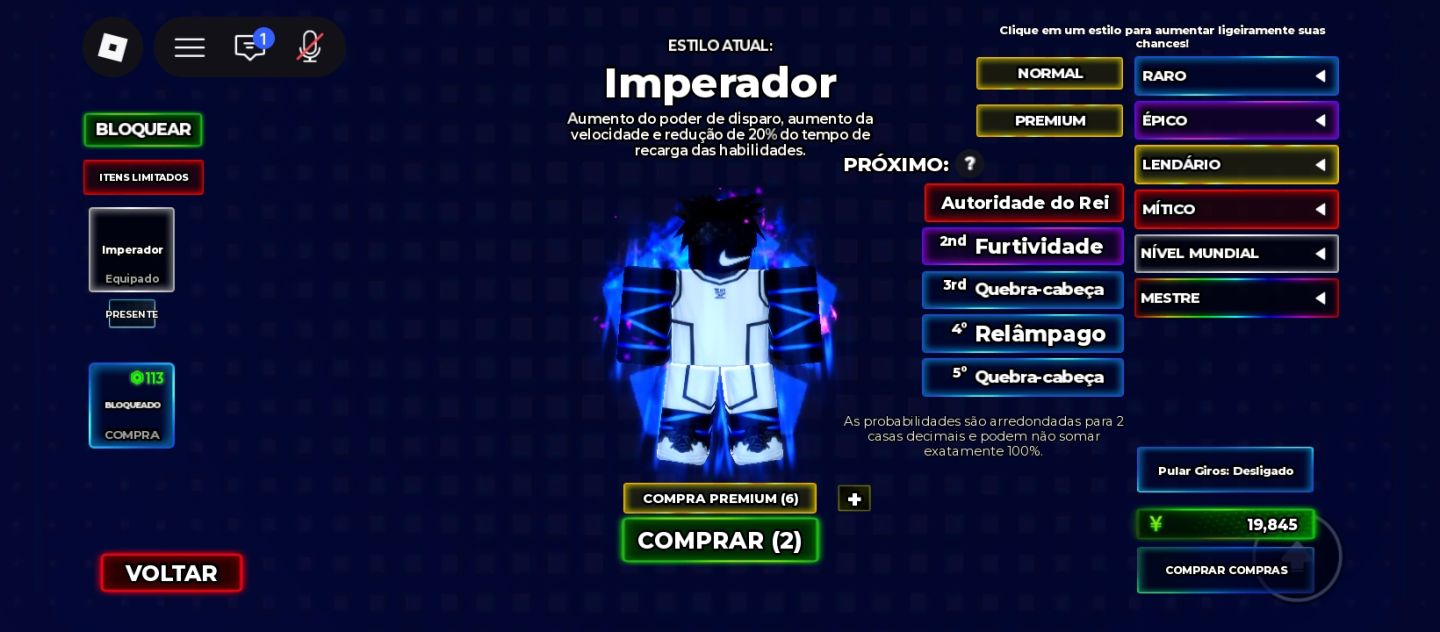 Conta de BLUE Lock com nel nagi e fluxo do imperador