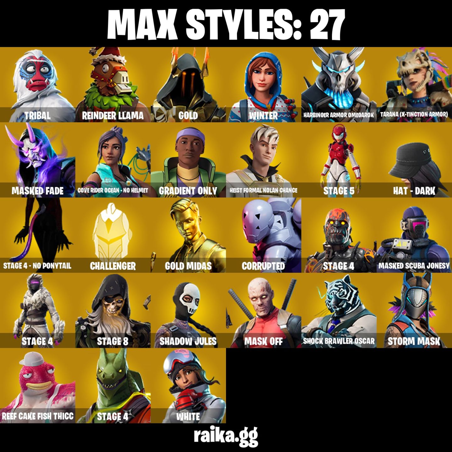 121 Skins - Gold midas, Blue team leader, Lara croft (E-mail alterável)