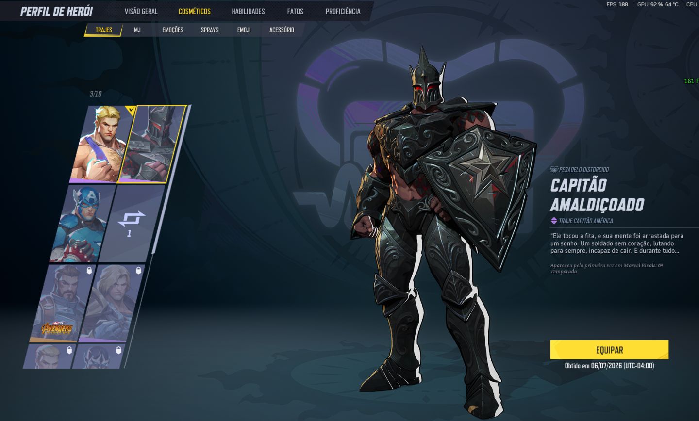 CONTA MARVEL RIVALS COM SKINS RARAS / LEVEL 20 COM 10 Skins