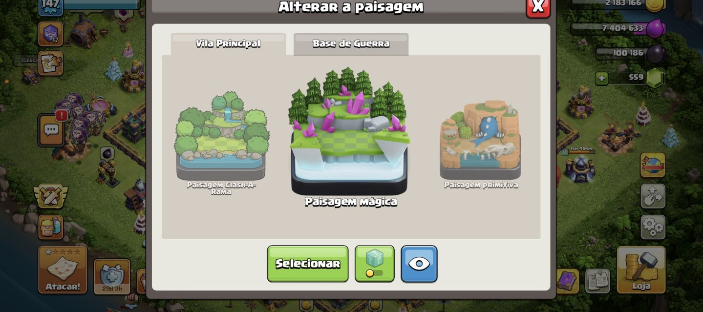 CONTA CLASH OF CLANS CV15 LV147 559 GEMAS 6 CONSTRUTOR 4 PETS MUITAS SKINS