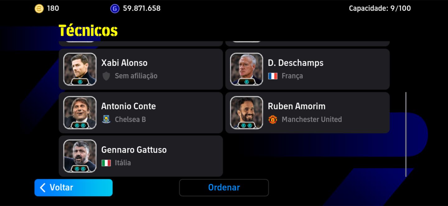 Conta top de efootball mobile com Shevchenko, Kaká e Bellingham.