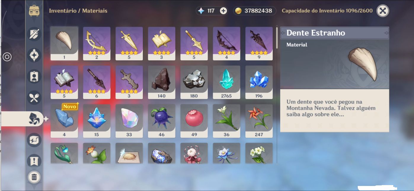 [24 T5 + 10 ARMAS T5] CONTAS GENSHIN IMPACT COM PERSONAGENS LENDÁRIO