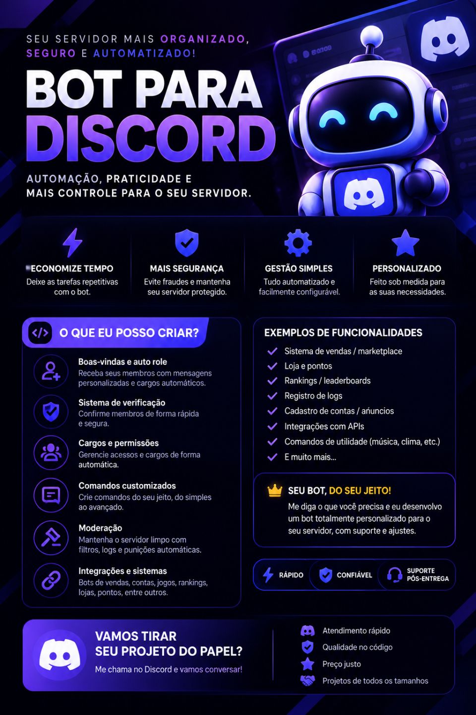 Bot Discord do seu jeito / Vendas / Atendimento / Tickets e Etc