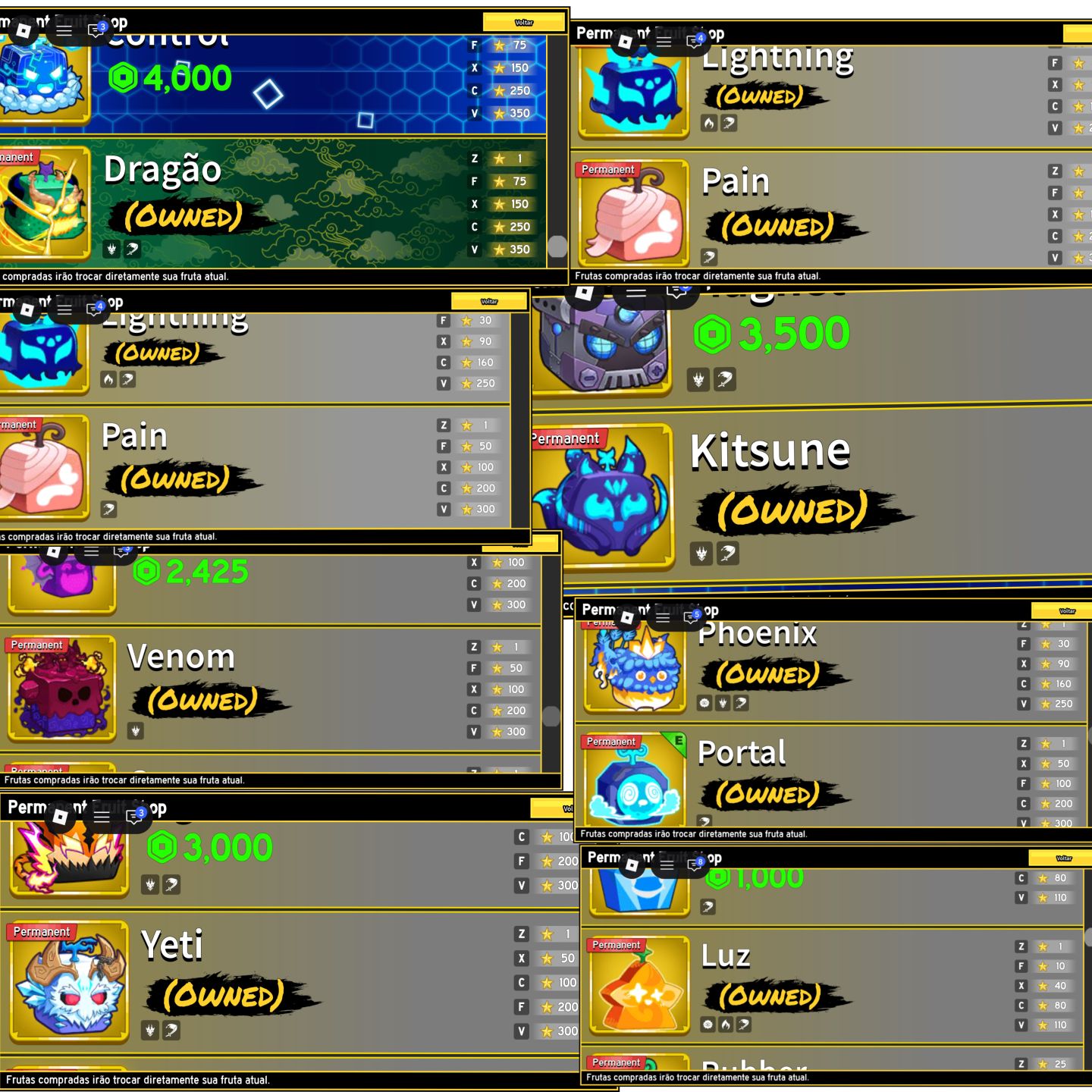 CONTA END GAME BLOX FRUITS COM DRAGON PERM E KIT PERM