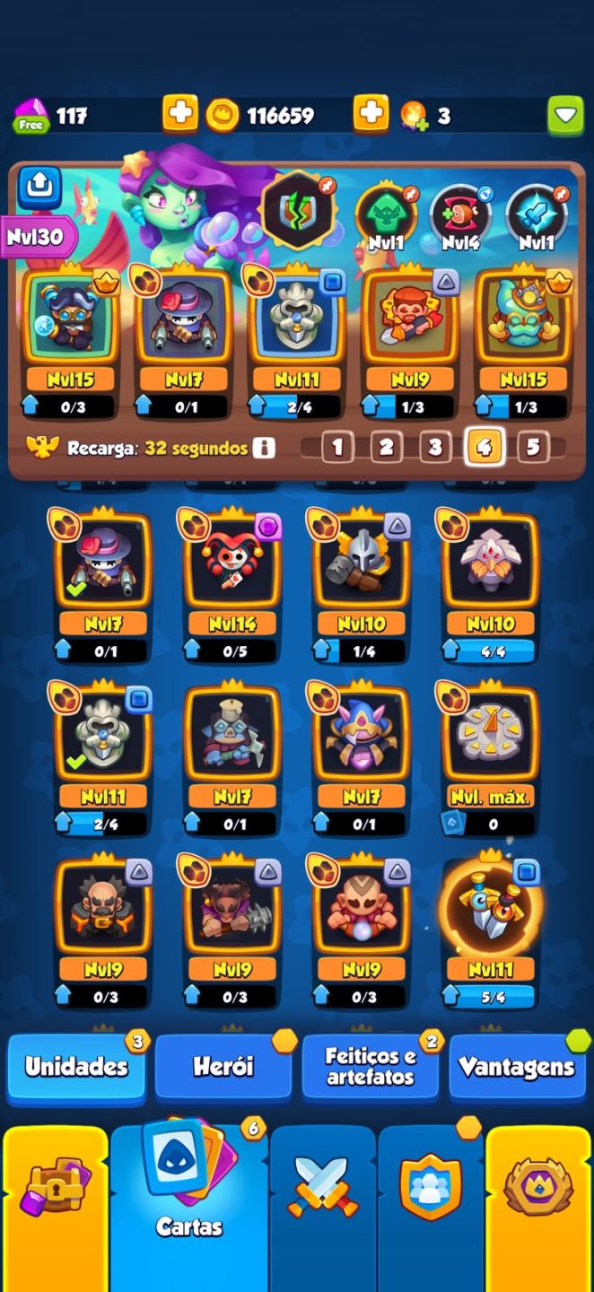 Conta com 1957% critico varias cartas top e herois up