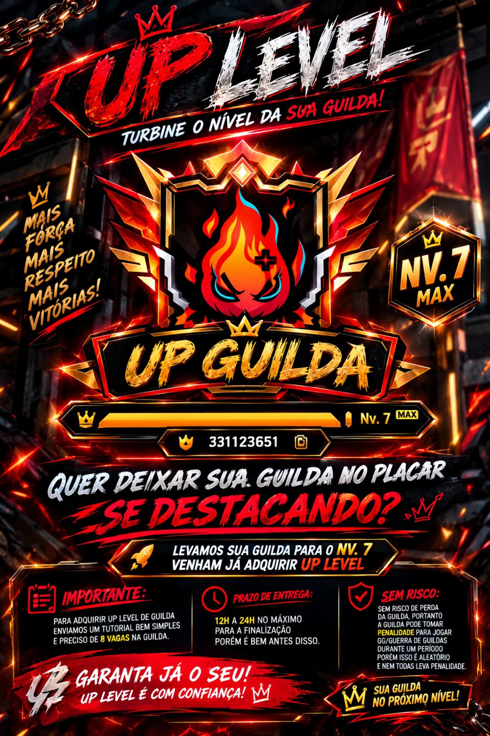 UP LEVEL GUILDA Quer levar sua guilda ao NV. 7 metade