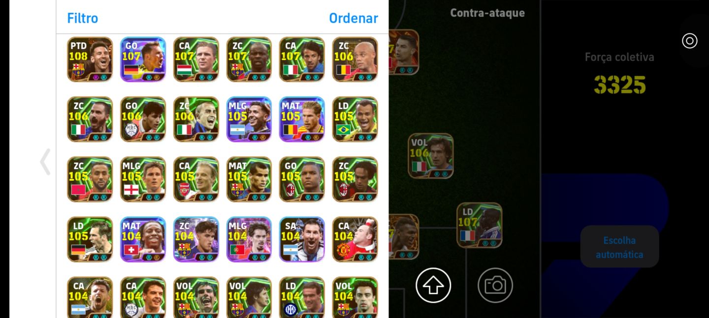 Conta eFootball Mobile completa+3335 Força. Melhores jogadores Meta cada Posição