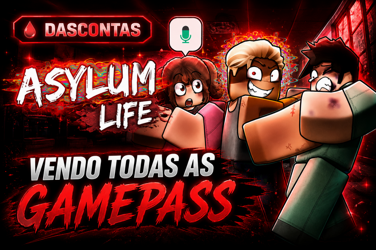 ASYLUM LIFE/VIDA NO ASILO/TODAS AS GAMEPASS/ROBLOX/50% OFF EM TUDO
