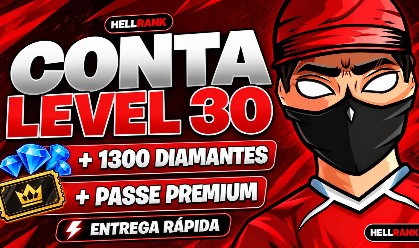 Conta Free Fire LV30 + 1.300 Diamantes + Passe Premium! [ENTREGA RÁPIDA]