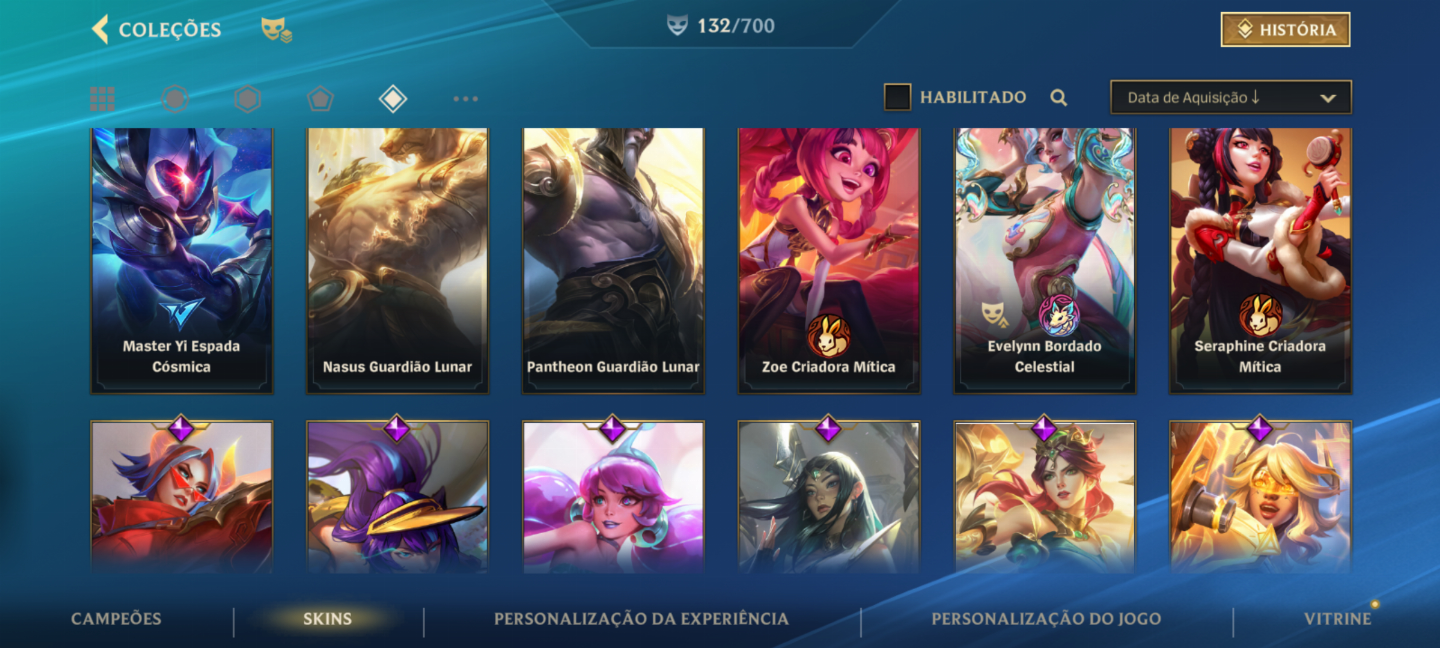 CONTA DE LOL COM GWEN ROSA DE CRISTAL PRESTÍGIO