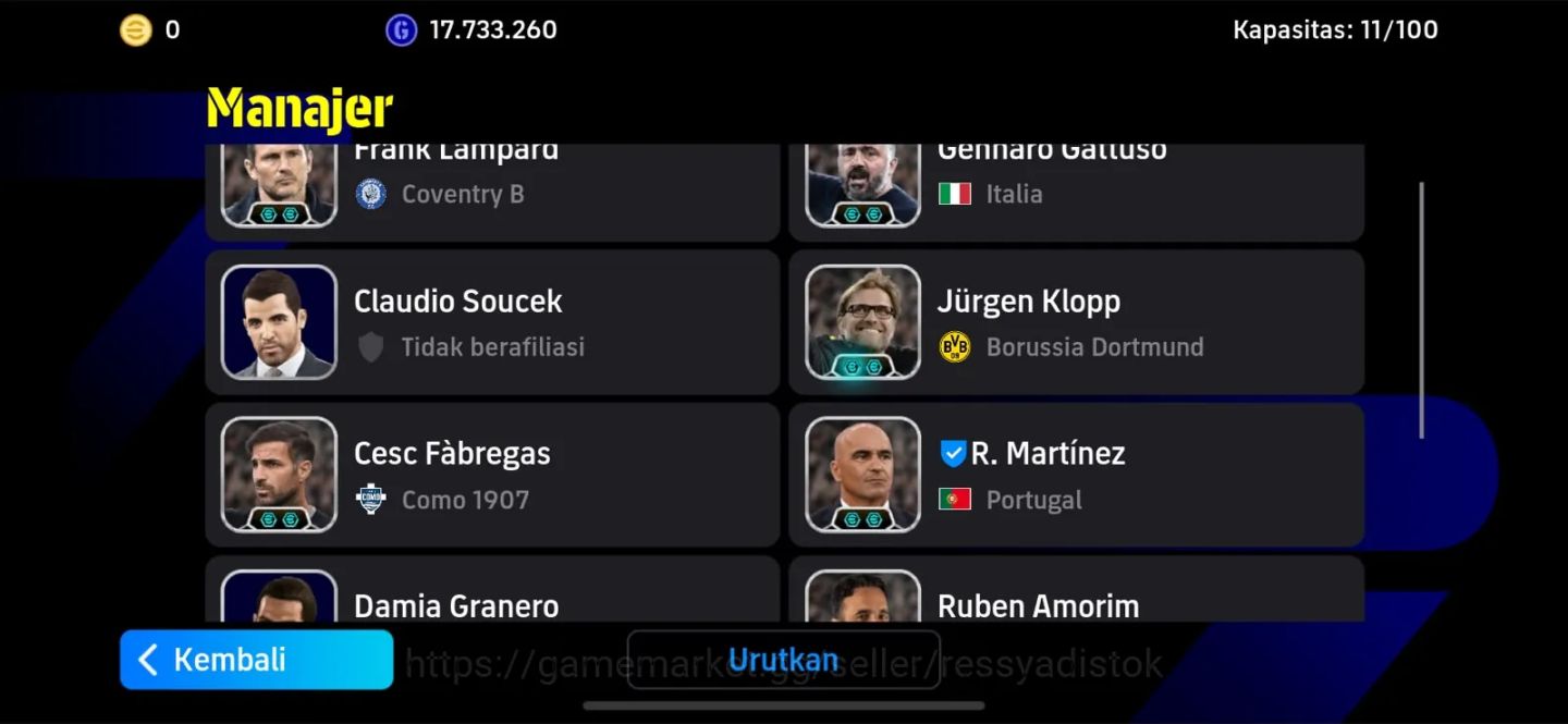 CONTA EFOOTBALL 3217 FC | PLANTEL EPIC | ROMÁRIO | KLOPP & R. MARTÍNEZ