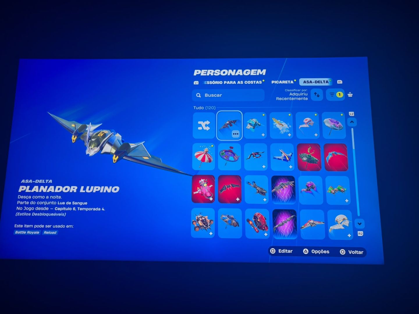 Conta Fortnite, 145 skins passe da temp 4 até a x completos