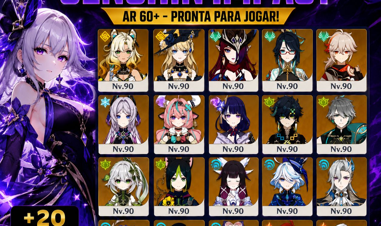 CONTA Genshin ENDGAME AR60 Com mais de 20 personagem