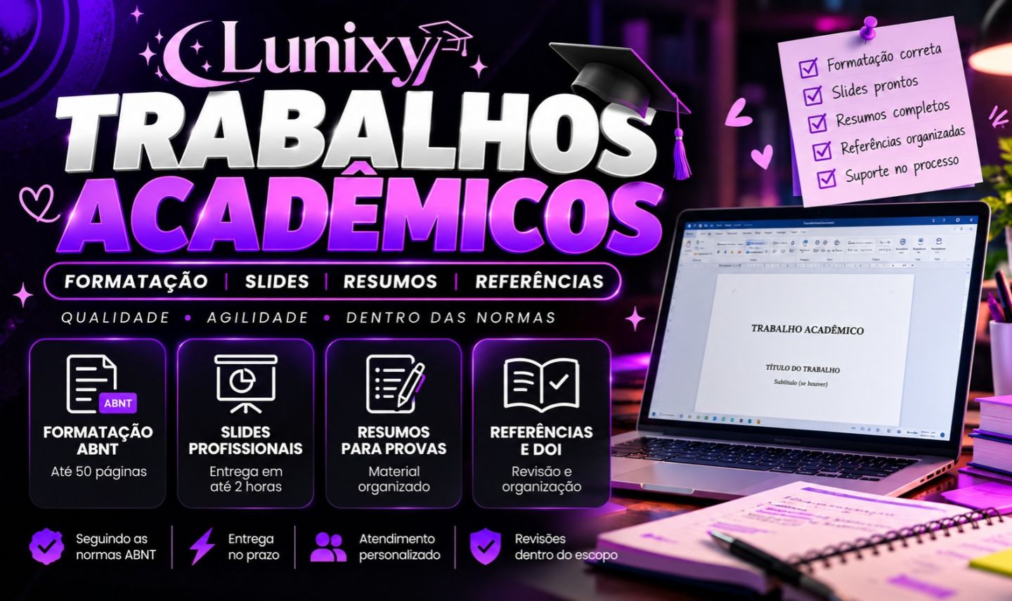 SERVIÇOS ACADÊMICOS E ESCOLARES | ABNT, SLIDES, RESUMOS E REFERÊNCIAS