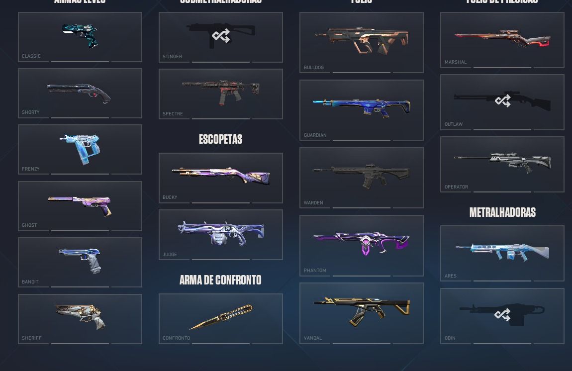 Conta valorant muitas skins de vandal + facas + champions 2025