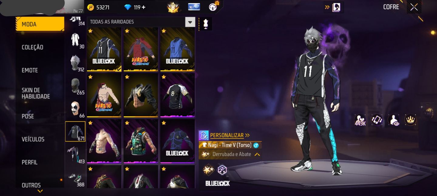 CONTA DE FREE FIRE PRIME 8 (MUITAS ATRIBUTADAS)