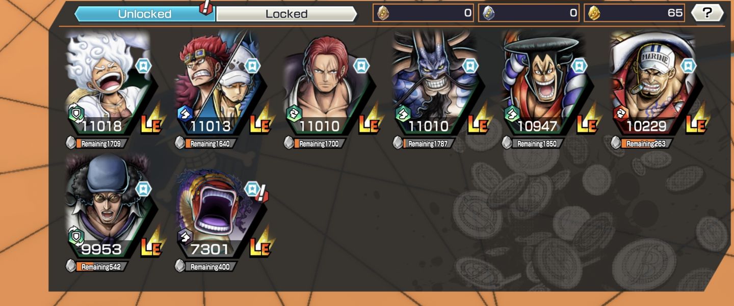 Conta opbr, muito boa, personagens q irão receber buff com gemas