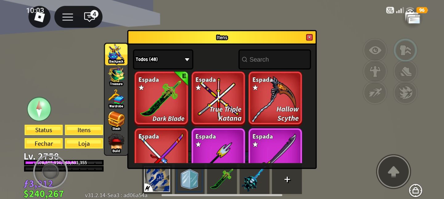 Conta Roblox Blox fruits, Brookhaven, Fruit BATTLE ground e vários outros jogos