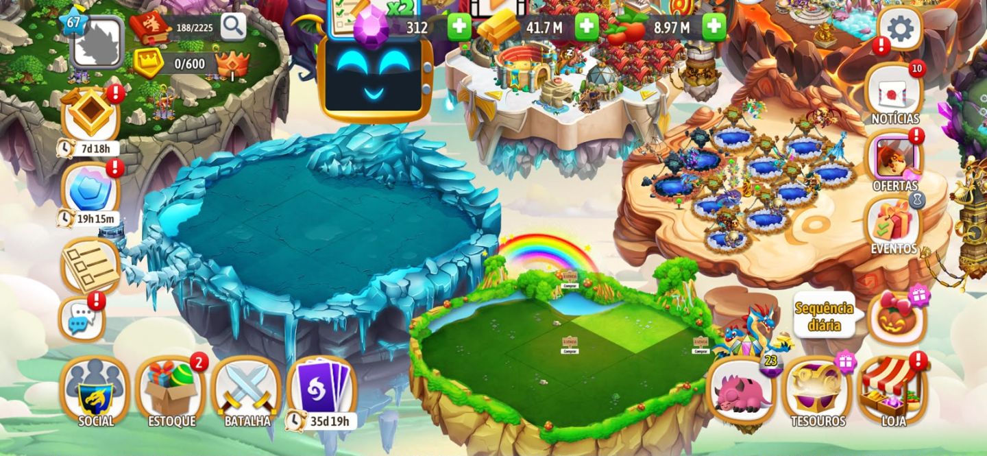 CONTA DRAGON CITY NÍVEL 67 | 5 HERÓICOS (RAINHA BRANCA E2) + TITÃS + 312 GEMAS