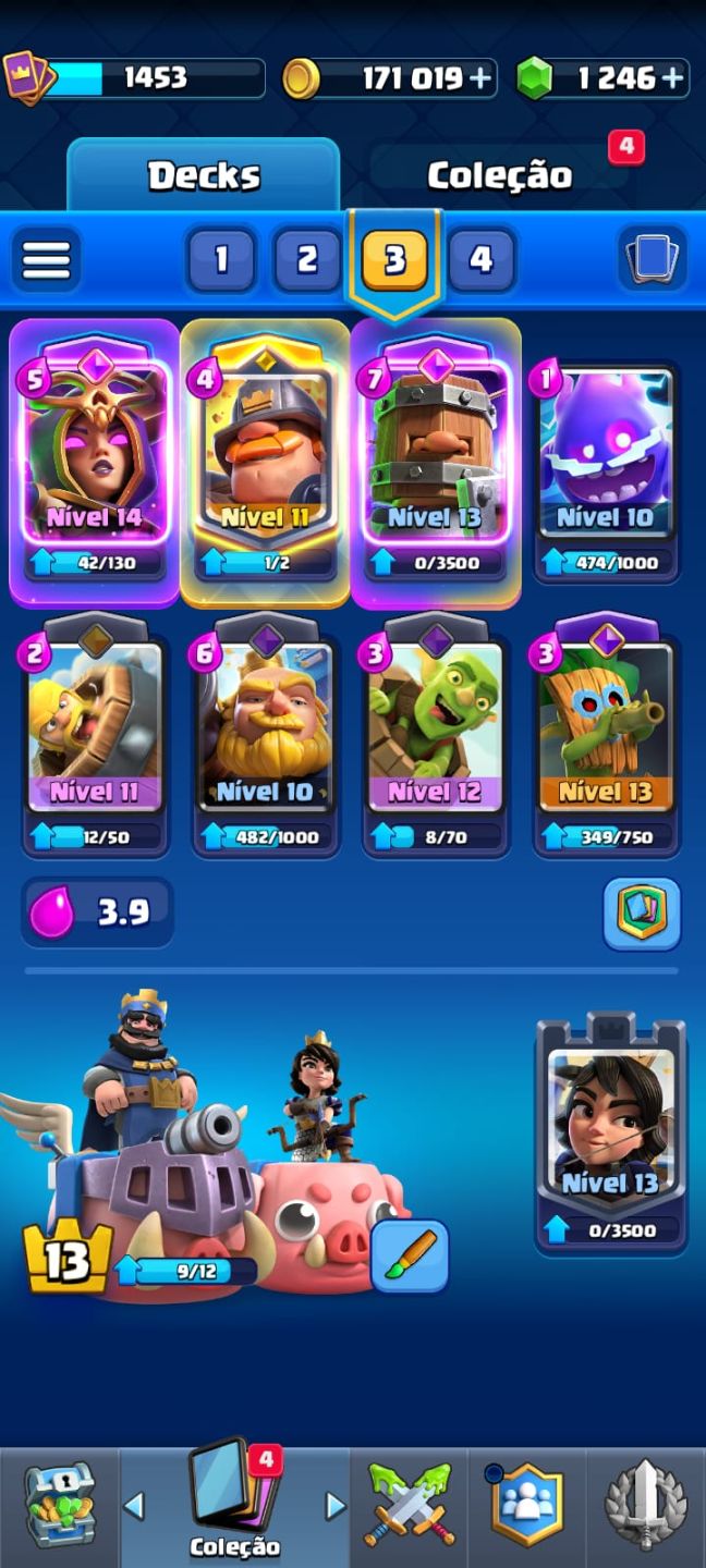 Conta Clash Royale com todas as cartas e algumas evoluções (leias descrição )