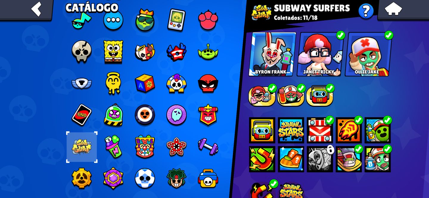 Conta brawl stars antiga e com muitos itens de colaborações
