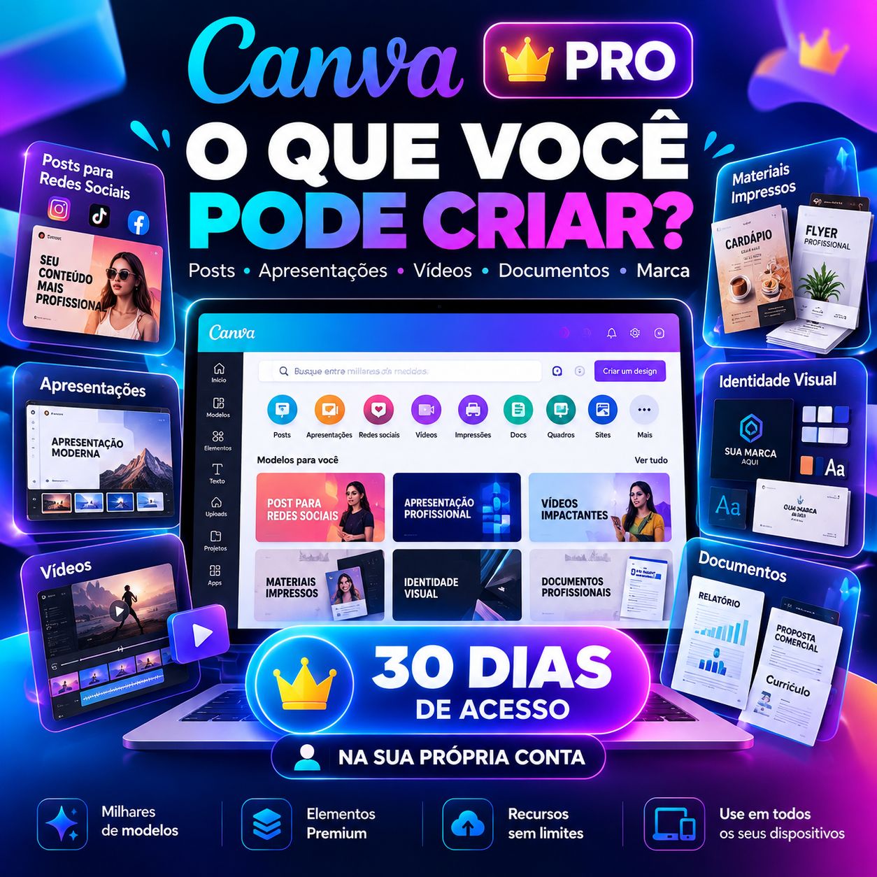Canva Pro 30 Dias | Link de Convite | Ativação na Sua Conta | Recursos Premium