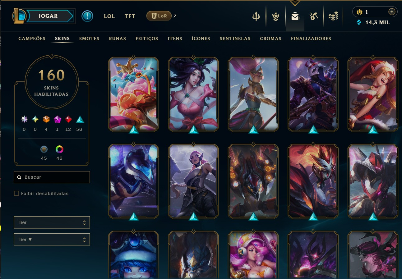 League of legends account mais de ( 160) skins 3 reembolsos mmr platina