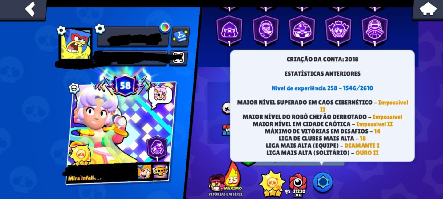 CONTA BRAWL STARS VETERANA (2018) | 86K TROFÉUS | 98 BRAWLERS NÍVEL 11