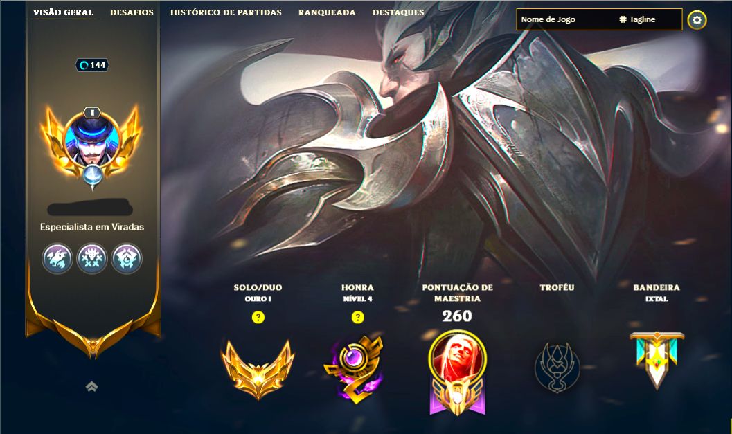 SKIN LENDÁRIA DEUS-REI DARIUS + [ QUASE 100 SKINS HABILITADAS ] + [ TROCA NICK ]