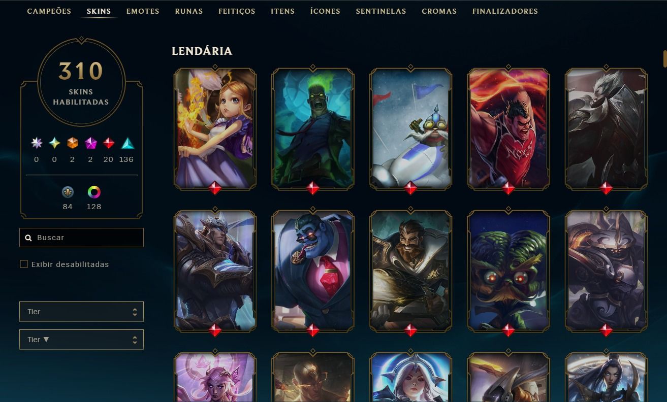 Conta LoL BR Lv 367 | 307 Skins | 2 Ultimate | Platina