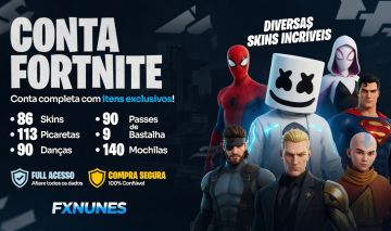 CONTA FORTNITE | 86 SKINS | MARSHMELLO | 9 PASSES DE BATALHA | FULL ACESSO