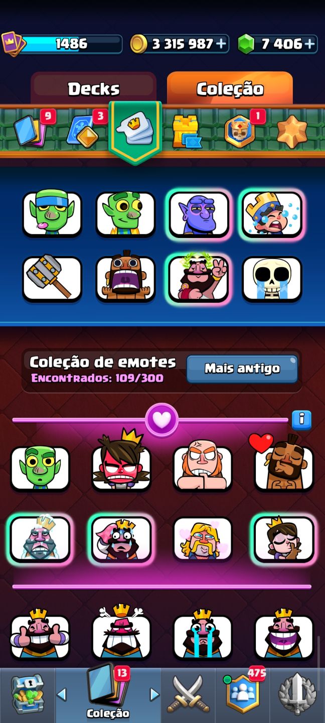Conta Clash Royale(+9anos) +14k Troféus - 3,3 milhões em ouro - 7,4k de gemas