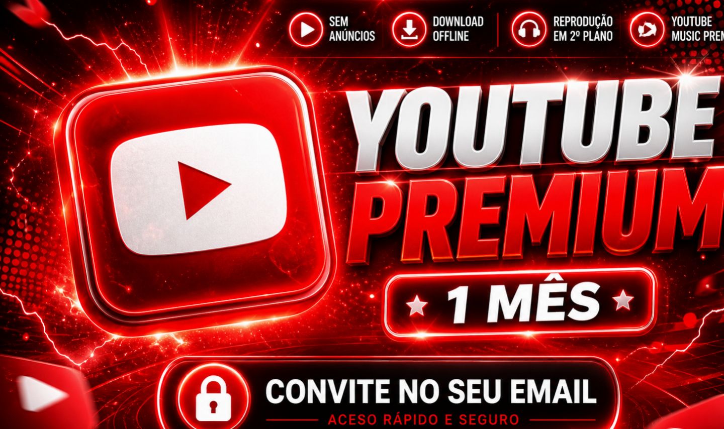 YouTube premium-convite no seu email 30d