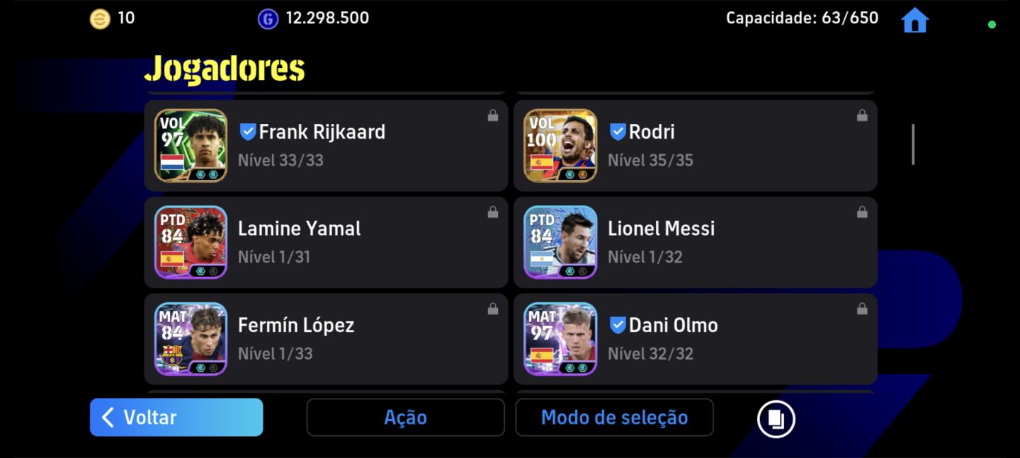 CONTA DE EFOOTBALL MOBILE COM VÁRIOS ÉPICOS