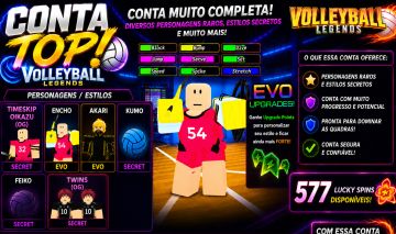 CONTA VOLLEYBALL LEGENDS BRABA, COM SECRETS EVOLUTIVOS E LUCKY SPINS DE SOBRA