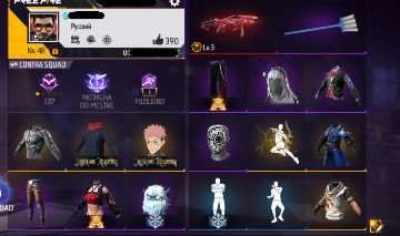 CONTA FREE FIRE PRIME 3 - COLEÇÃO JUJUTSU+UMP ATRIBUTADA+GEMADINHA BASICA