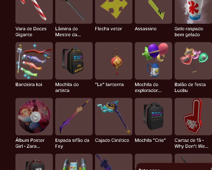 Conta de roblox com 10k de robux em skins