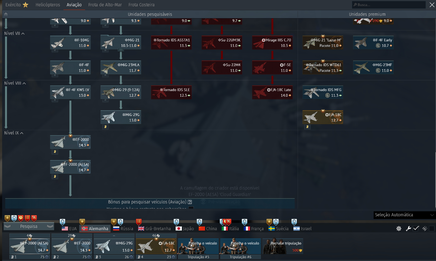 CONTA WAR THUNDER 2013 - 45 VEICULOS PREMIUM - MAIORIA DOS TOP TIER!