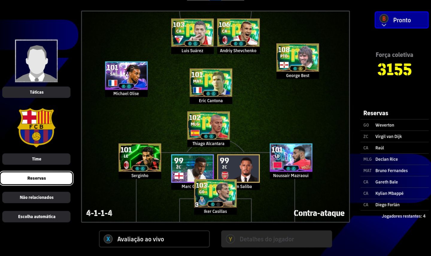 CONTA EFOOTBALL(STEAM) COM NOVO BEST 108 E NOVO SHEVCHENKO 106 E COMPANIA