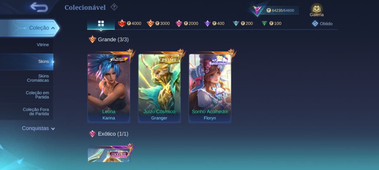 CONTA MLBB | GRANGER M7 PRIME | EUDORA LUCKYBOX | 7 ZODIAC | 253 SKINS.