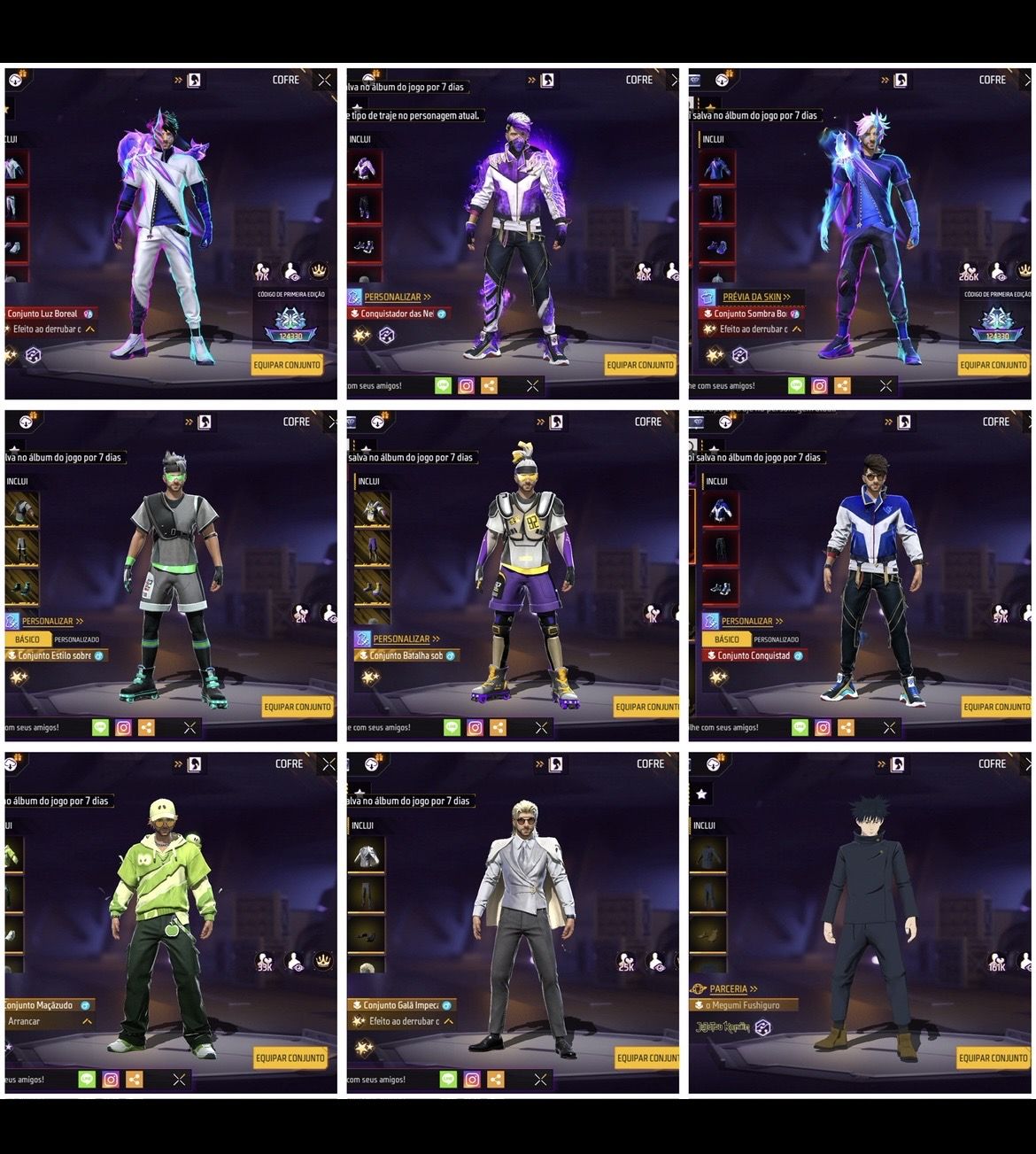 Conta de Free Fire Gemada Masculina e Feminina Veterana 598 Peitas Prime 6
