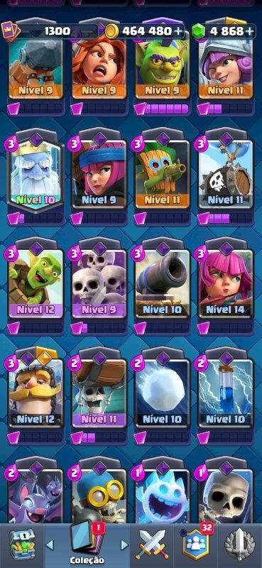CONTA CLASH ROYALE COM 4800 GEMAS 8100K DE TROFEUS TODAS AS CARTAS 400K DE OURO