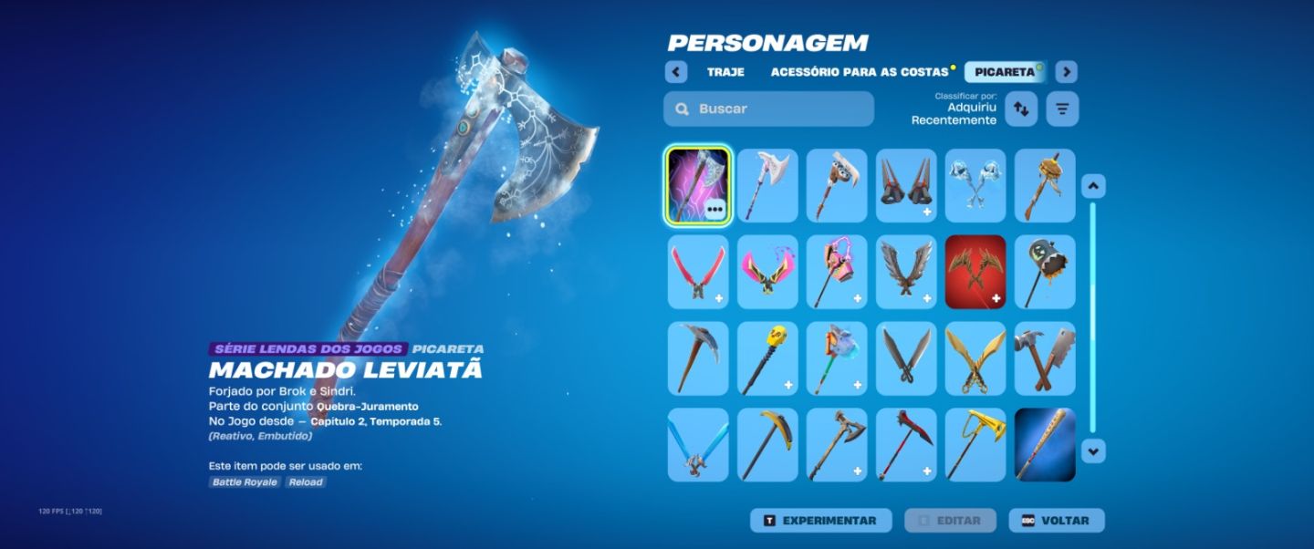 Conta Fortnite com Skins raras e alguns passes antigos. Machado leviatã e Lara.