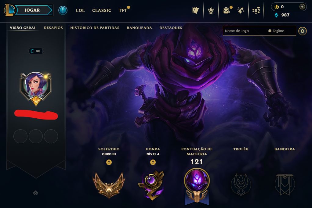 [Entrega Automática] Conta Lol Ouro, 43 Skins, 63 Campeões, Upada À Mão, Honra 4