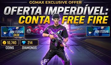 Conta Free fire - Angelical roxa (M) + Skin Blue lock + 200 dima