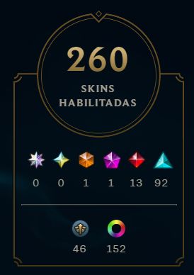 CONTA LOL | TODOS OS CAMPEÕES | PLATINA IV | 260 SKINS | +145K ESSÊNCIA AZUL